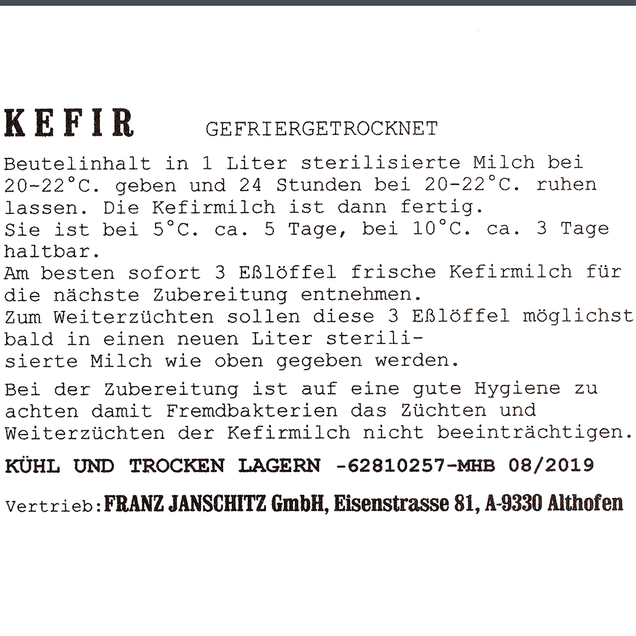 Agrar Webshop - Kefirkultur - Herstellung von Kefir