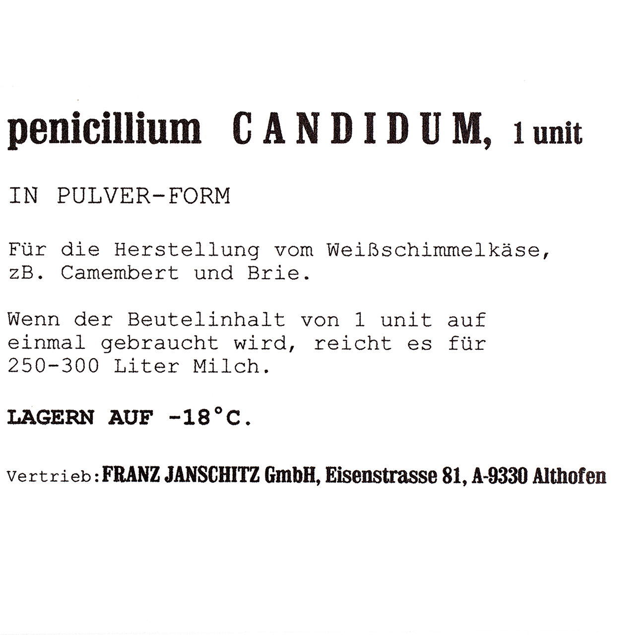 Agrar Onlineshop - Weißschimmelkultur - Weißschimmelkäse selber machen