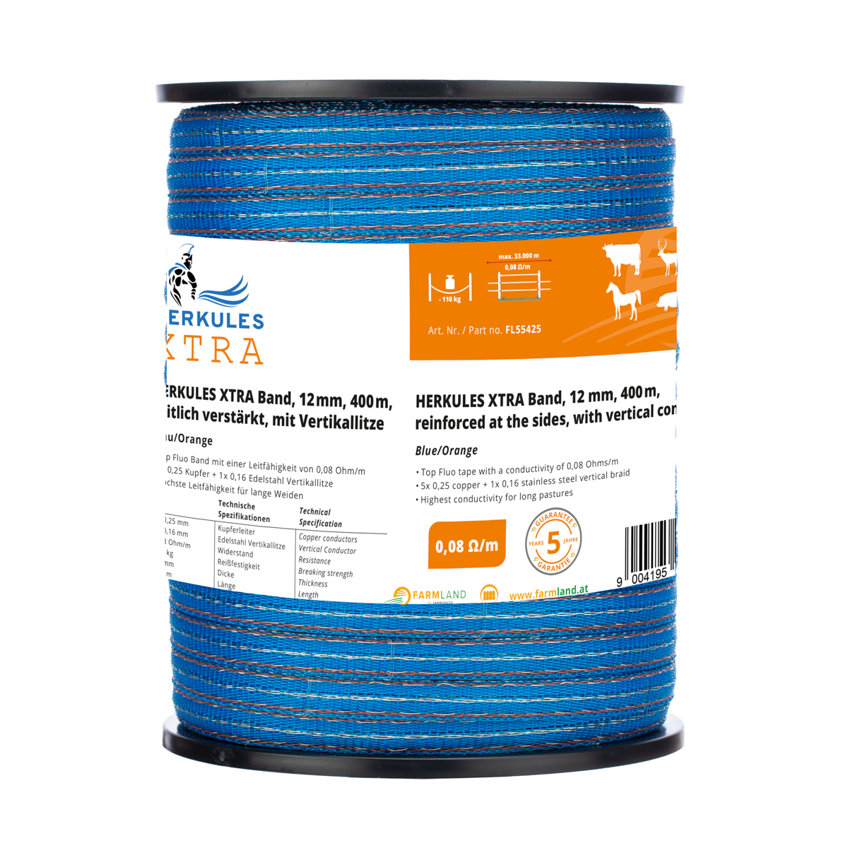 Herkules XTra Band, 12 mm, 400m, seitlich verstärkt, mit Vertikallitze