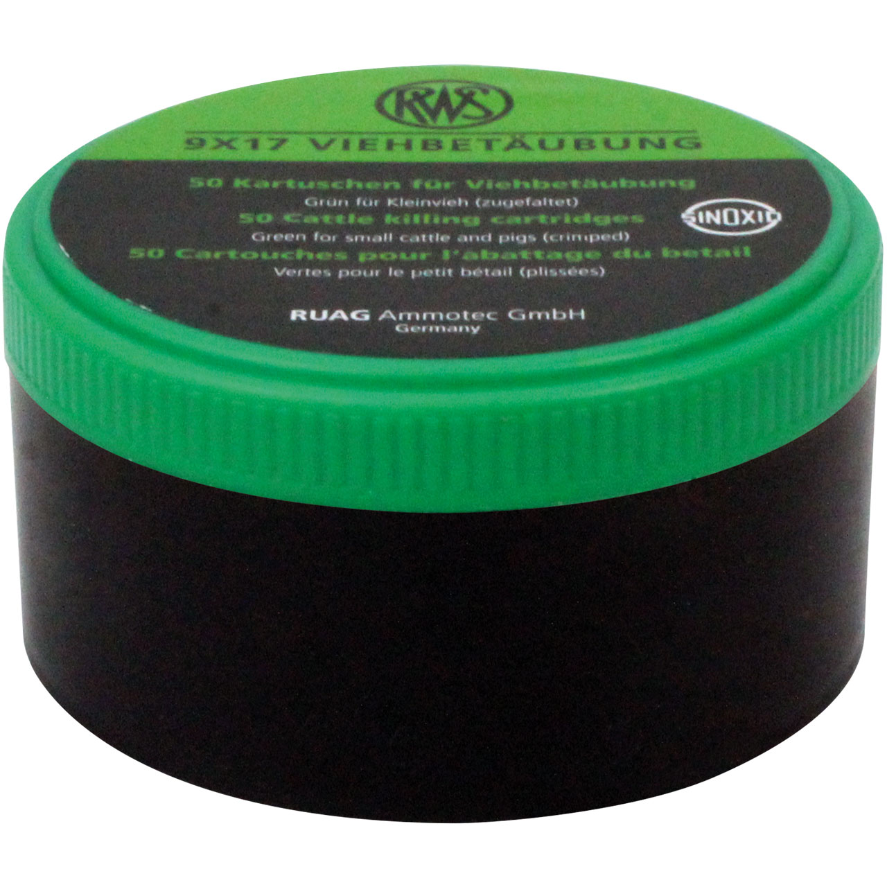 Treibkartuschen grün, 9x17mm - Schlachtschusspatronen - Kaliber von 90mm