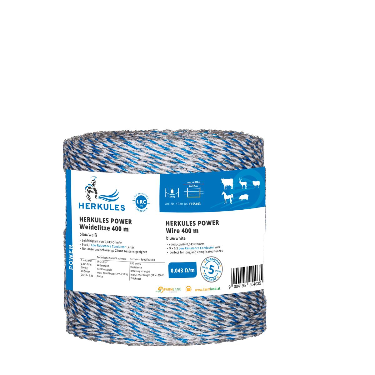 Herkules Power Weidelitze, 400m, blau/weiß