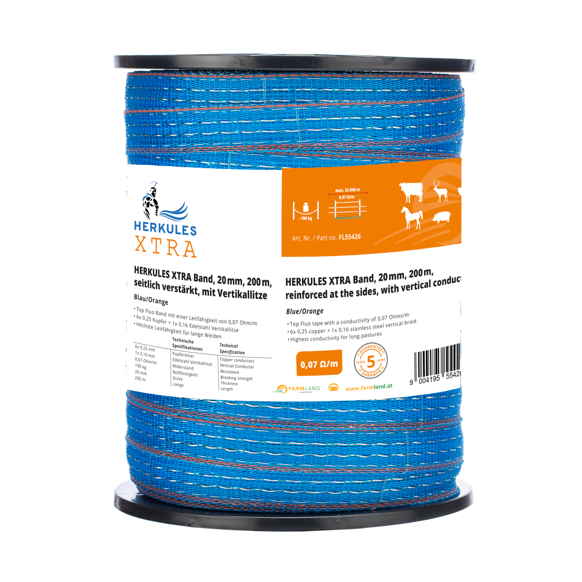 Herkules XTra Band, 20 mm, 200m, seitlich verstärkt, mit Vertikallitze