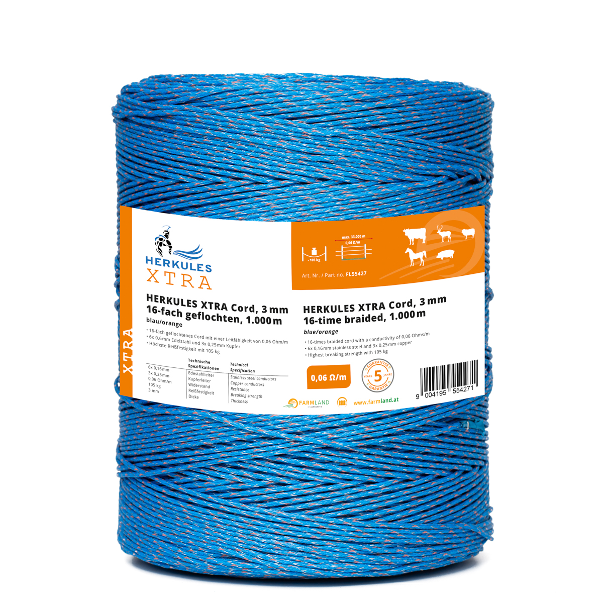 Herkules XTra Cord, 3mm, 16-fach geflochten, 1000m